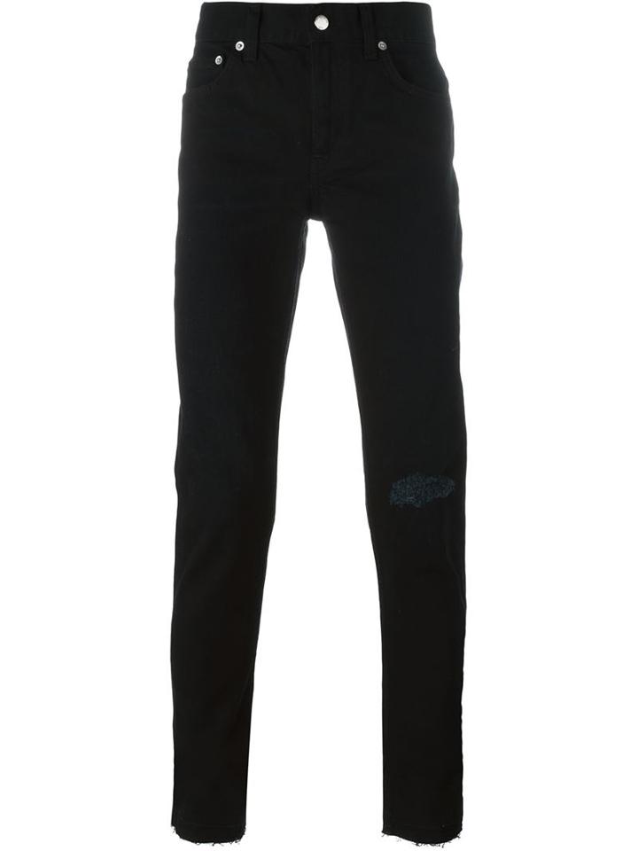 Blk Dnm Distressed Skinny Jeans, Men's, Size: 33, Black, Cotton/spandex/elastane