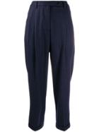 Brag-wette Pinstripe Tapered Trousers - Blue