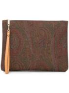 Etro Paisley Patterned Clutch Bag - Brown
