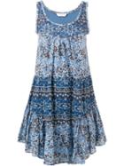 See By Chloé Sleeveless Floral Print Dress, Women's, Size: 34, Blue, Cotton