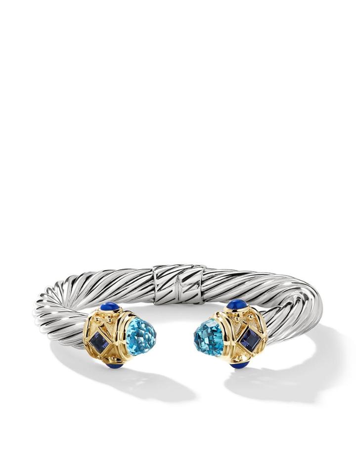 David Yurman Silver And 14kt Yellow Gold Renaissance Cable Topaz,