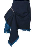 Marques'almeida Ruffle Side Pencil Skirt, Women's, Size: 2, Blue, Cotton