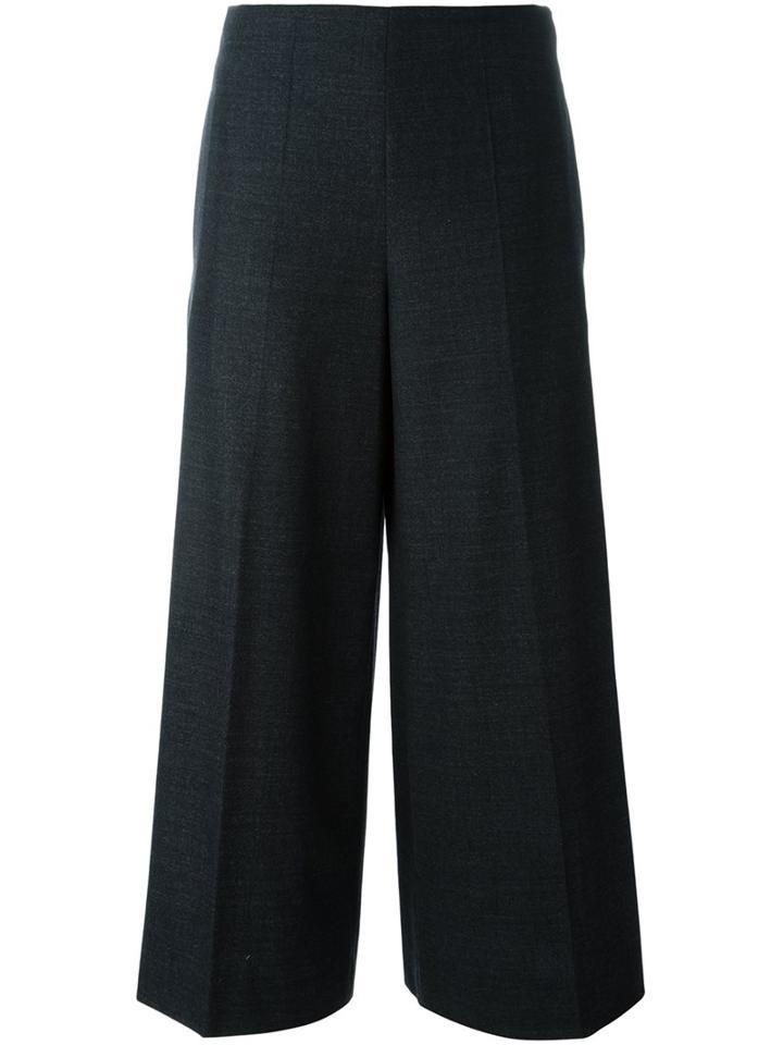 Maison Margiela Wide Leg Cropped Trousers, Women's, Size: 44, Grey, Spandex/elastane/virgin Wool