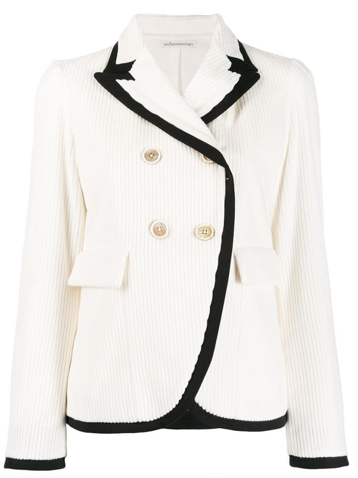Stefano Mortari Two-tone Double-breasted Blazer - White