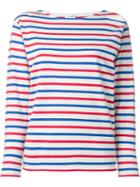 Saint Laurent Distressed Breton Sweatshirt, Women's, Size: Small, White, Cotton