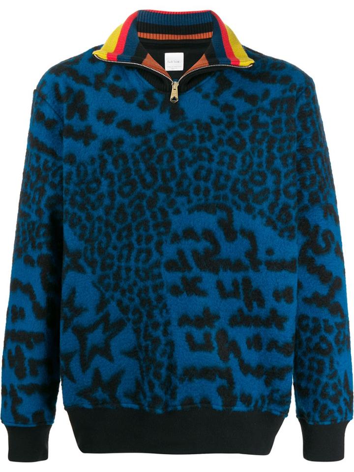 Paul Smith Leopard Textured Jumper - Blue