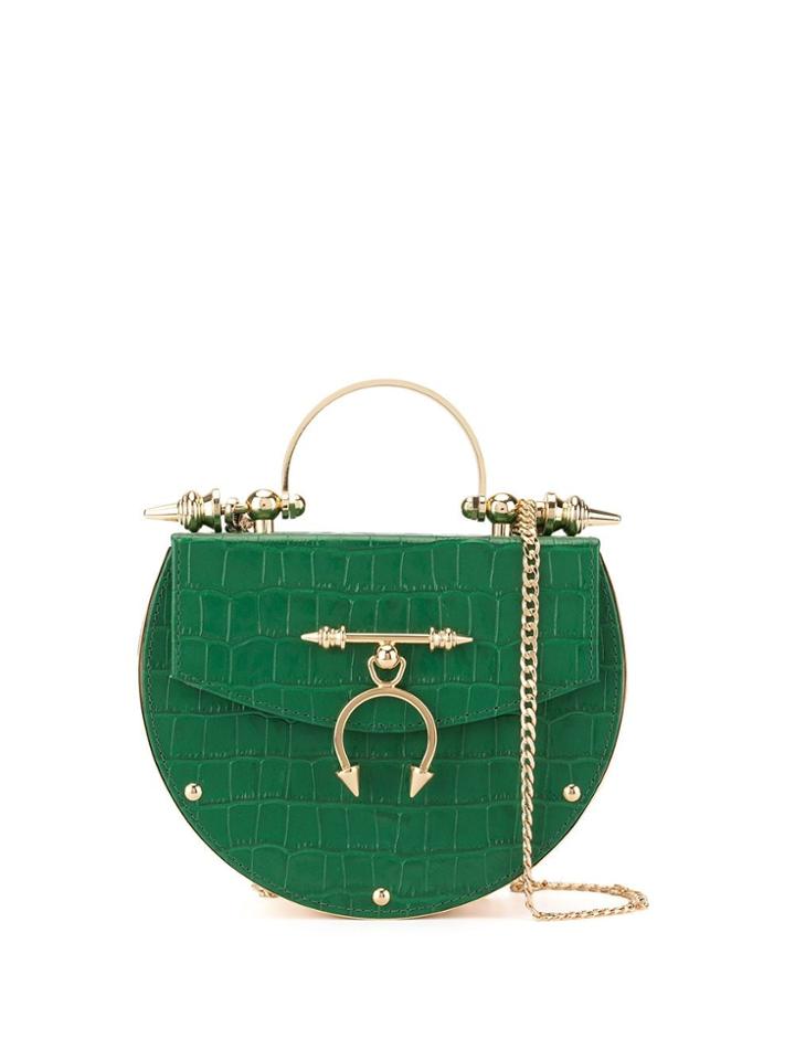 Okhtein Embossed Top Handle Crossbody Bag - Green
