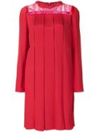 Valentino Lace Panel Dress - Red