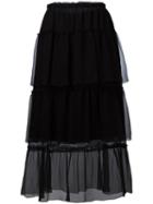 Sonia Rykiel Sheer Layer Skirt, Women's, Size: 42, Black, Silk