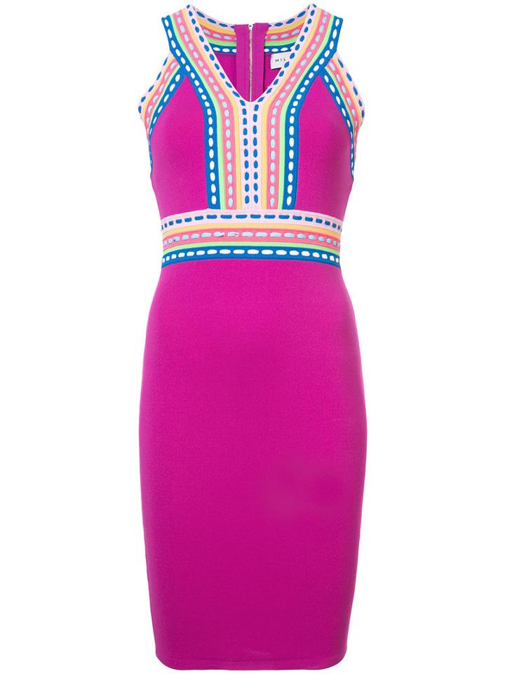 Milly - Contrast Fitted Dress - Women - Nylon/spandex/elastane/viscose - S, Pink/purple, Nylon/spandex/elastane/viscose