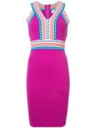 Milly - Contrast Fitted Dress - Women - Nylon/spandex/elastane/viscose - S, Pink/purple, Nylon/spandex/elastane/viscose