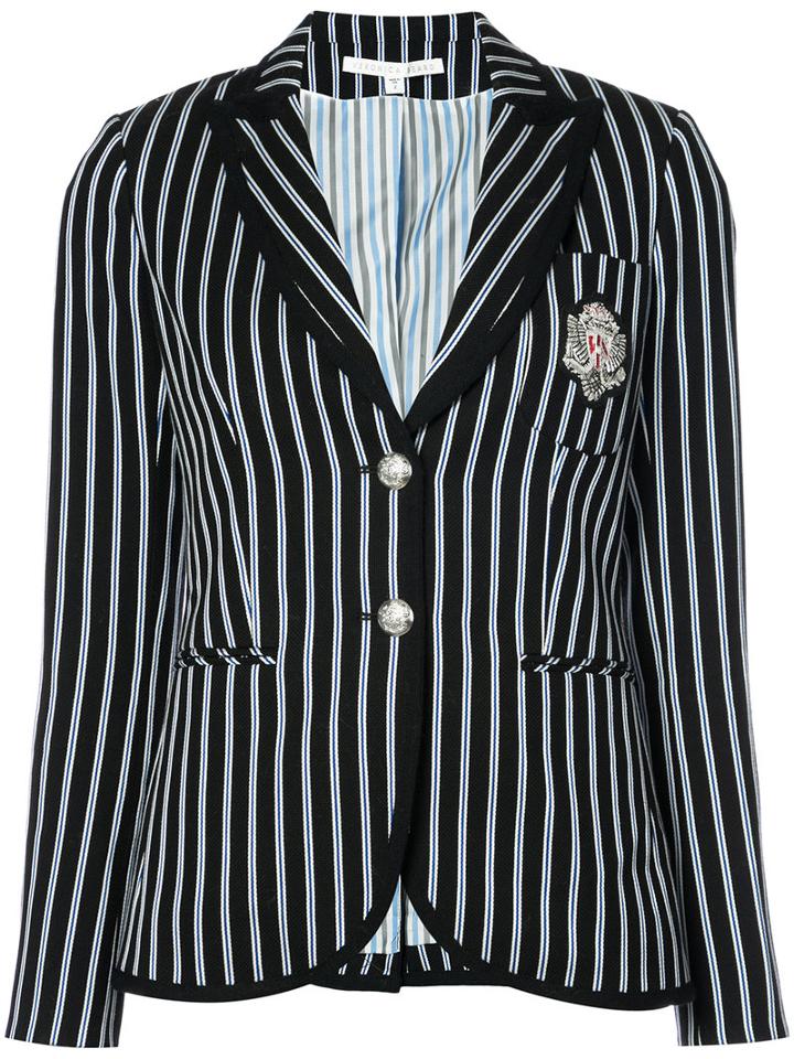 Veronica Beard - Patch Striped Blazer - Women - Cotton - 8, Black, Cotton