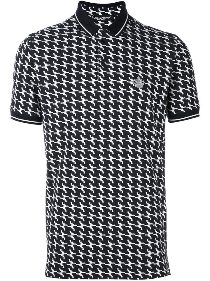 Dolce & Gabbana Pistol Print Polo Shirt, Men's, Size: 48, Blue, Cotton
