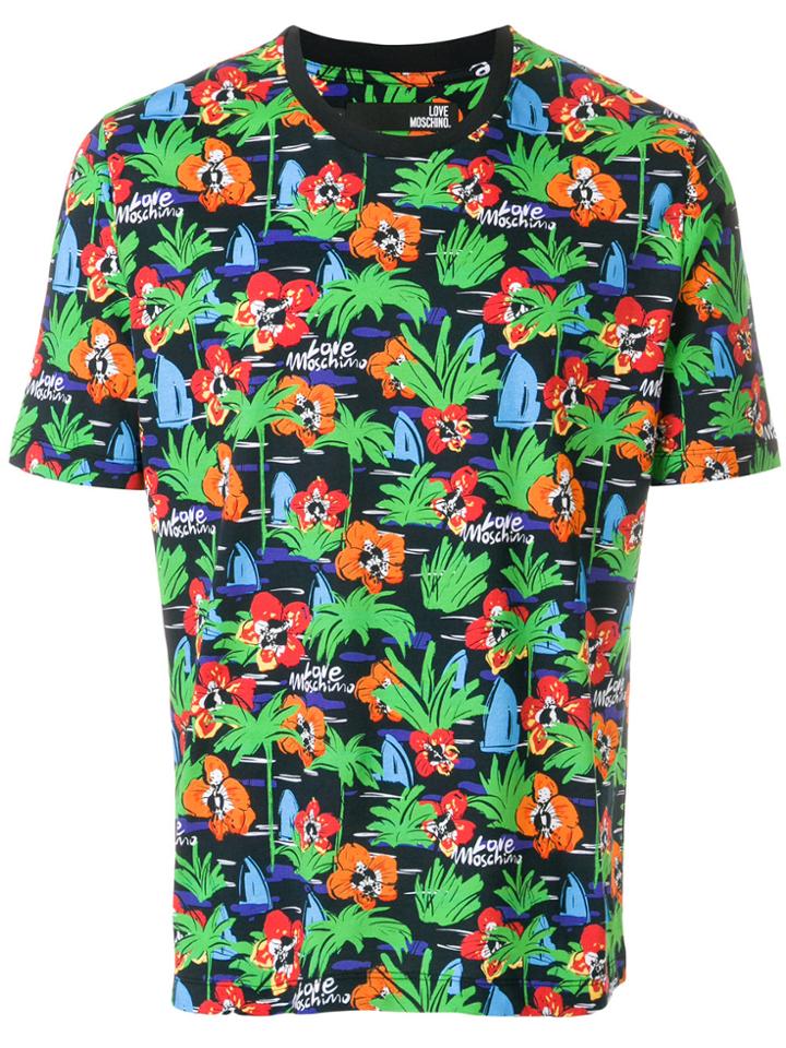Love Moschino Floral Printed T-shirt - Black