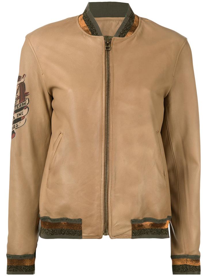 Mr & Mrs Italy Sleeve Patch Jacket, Women's, Size: Xs, Brown, Cotton/sheep Skin/shearling/polyester