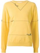 Moschino Cutting Scissors Intarsia Sweater, Women's, Size: Large, Yellow/orange, Cashmere
