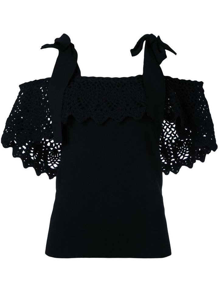 Irene - Crochet Off-shoulder Blouse - Women - Cotton/nylon/polyester/rayon - 36, Black, Cotton/nylon/polyester/rayon