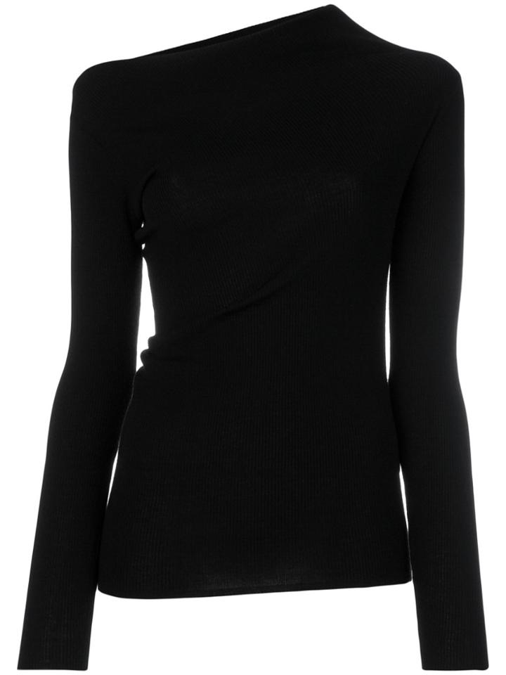 Jil Sander Navy Asymmetric Neck Jumper - Black