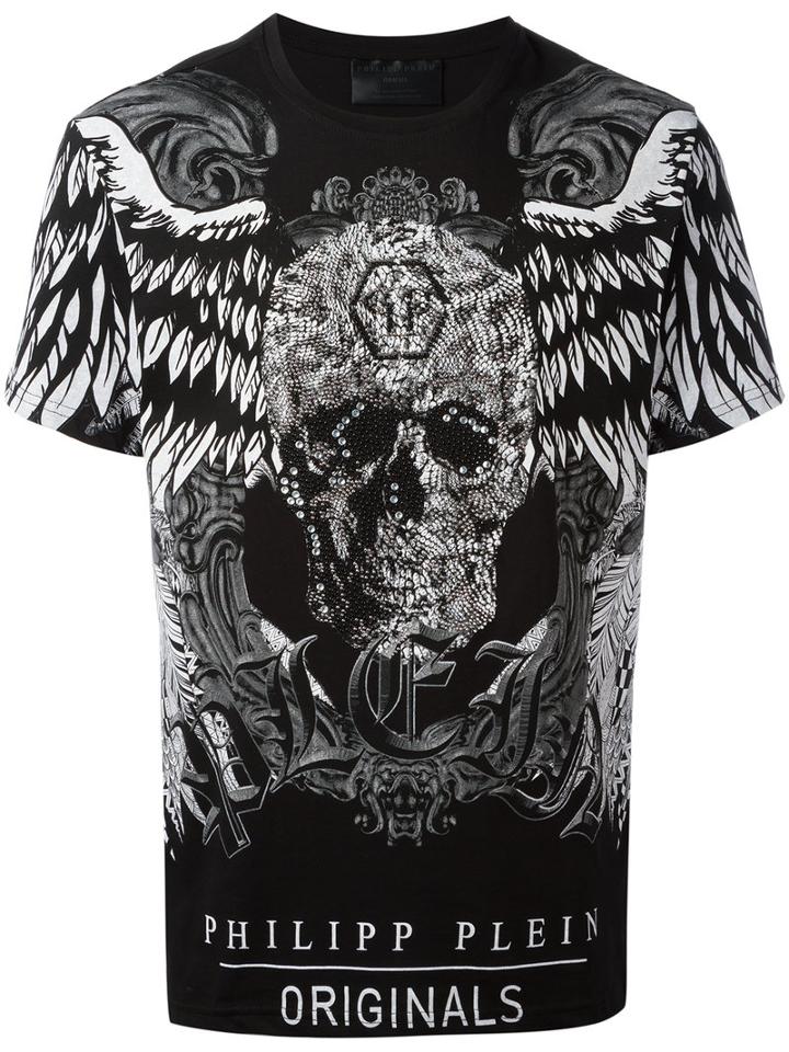 Philipp Plein Embellished T-shirt, Men's, Size: Small, Black, Cotton