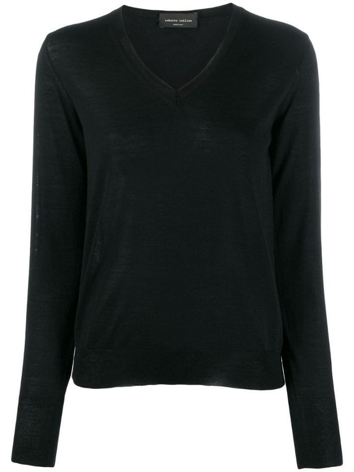 Roberto Collina V-neck Knit Top - Black