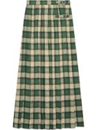Gucci Tartan Gg Wool Maxi Skirt - Green