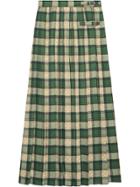 Gucci Tartan Gg Wool Maxi Skirt - Green