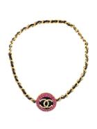 Chanel Vintage 95p Large Cc Rhinestone Pendant Chain Necklace, Women's, Pink
