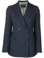 Etro Double-breasted Houndstooth Blazer - Blue