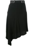 Carven - Asymmetric Hem Skirt - Women - Silk/polyester/acetate - 38, Black, Silk/polyester/acetate