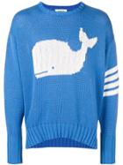 Thom Browne 4-bar Whale Icon Intarsia Pullover - Blue