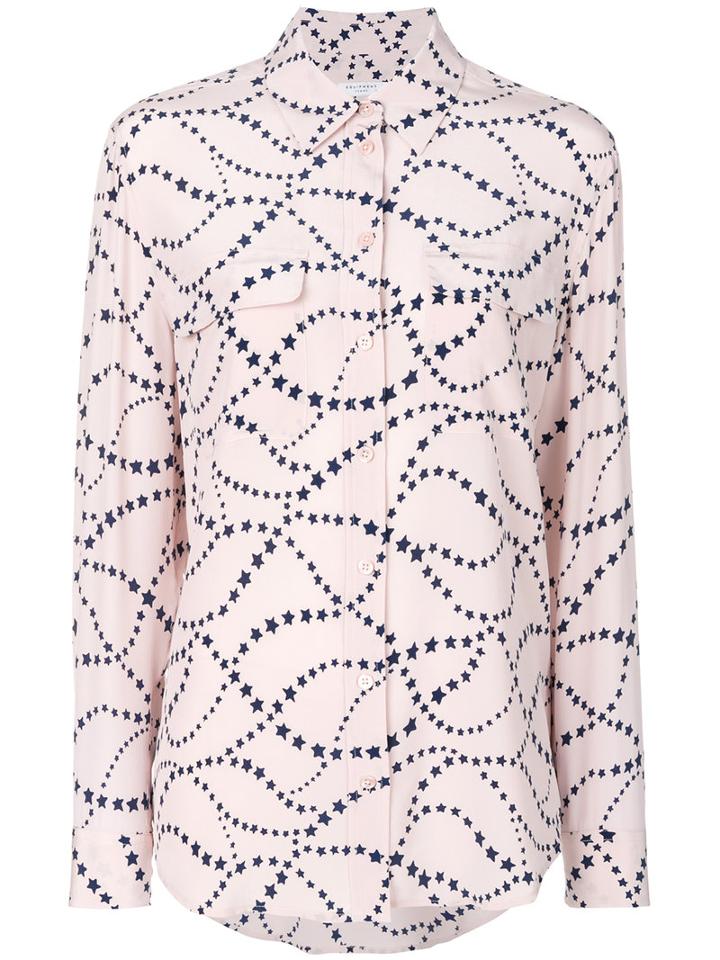 Equipment - Stars Print Shirt - Women - Silk - L, Pink/purple, Silk