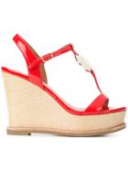 Emporio Armani Strappy Wedge Sandals - Red