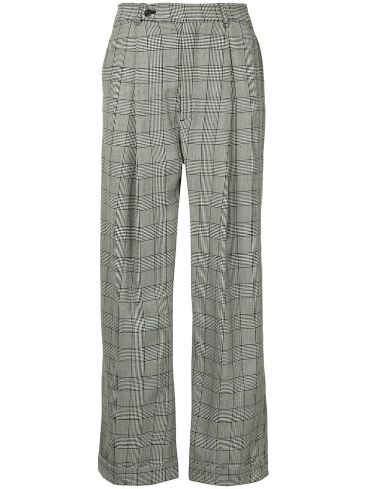 Hed Mayner Check Wide Leg Trousers - Black