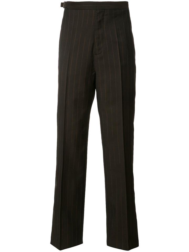 Maison Margiela Pinstripe Tailored Trousers, Men's, Size: 50, Brown, Wool