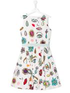 Moschino Kids Flared Printed Dress, Girl's, Size: 14 Yrs, White