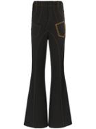 Situationist Super High-waisted Contrast-stitch Flared Wool Trousers -