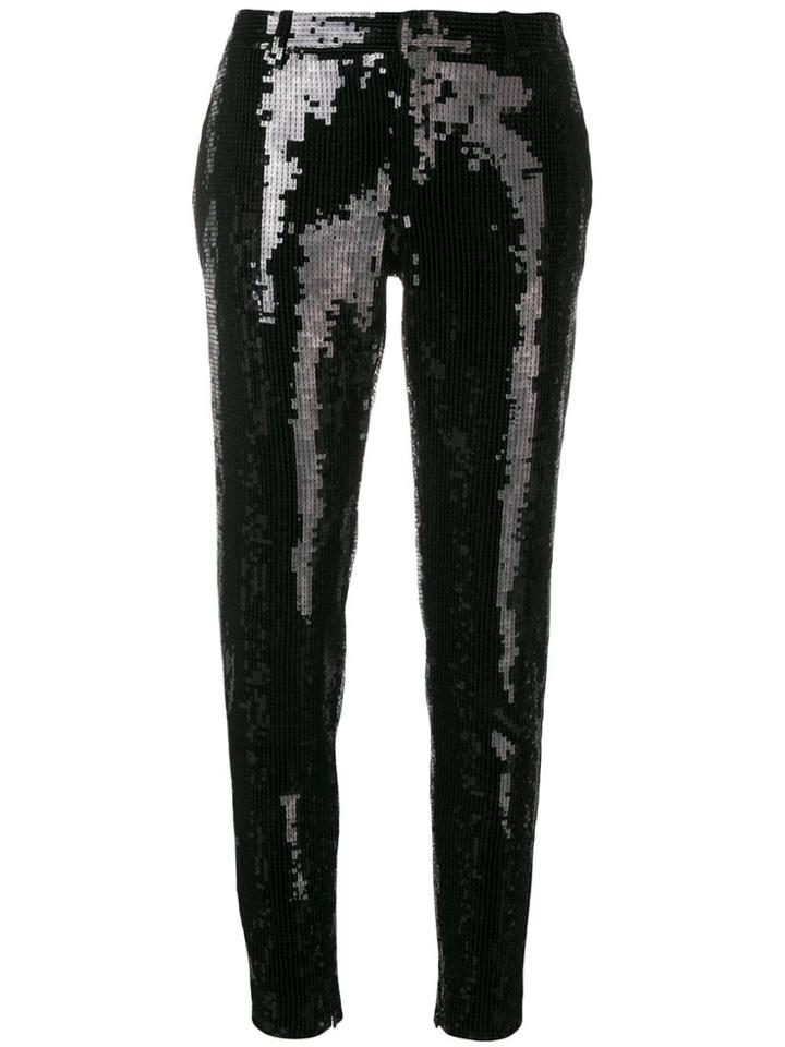Saint Laurent Embellished Slim-fit Trousers - Black