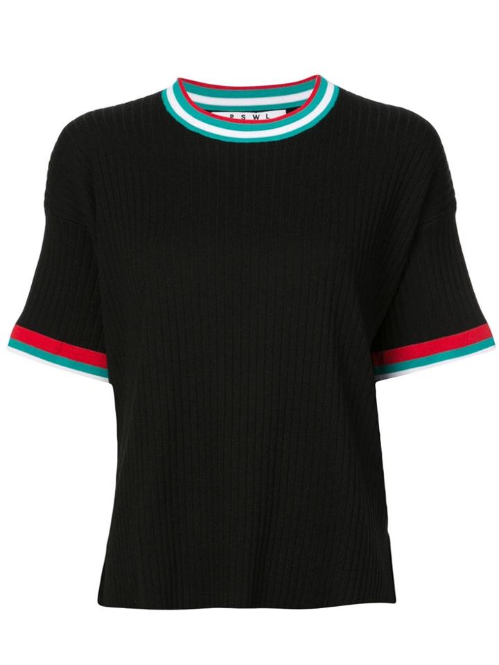 Proenza Schouler S/s Knit Top-lightweight Rib - Black