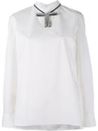 Marni Embellished Bow Collar Blouse, Women's, Size: 44, White, Cotton