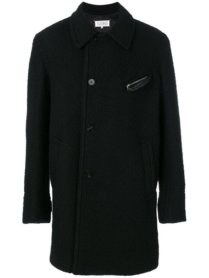 Maison Margiela Textured Mid-length Coat - Black