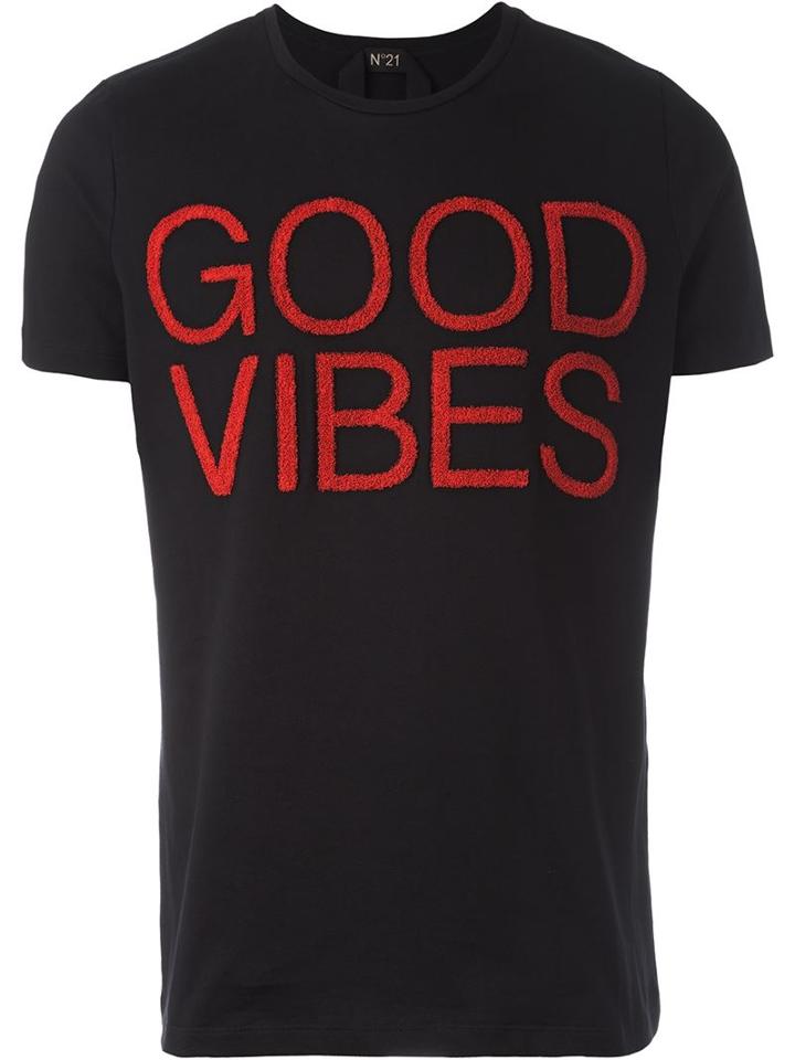 No21 'good Vibes' Embroidered T-shirt