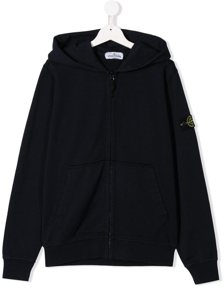 Stone Island Junior Teen Zip-up Hoodie - Blue