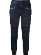 Loveless - Denim Panel Cropped Pants - Women - Cotton/polyester/polyurethane - 36, Blue, Cotton/polyester/polyurethane