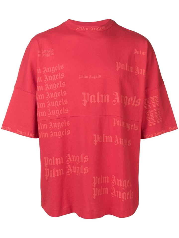 Palm Angels Logo Print Oversized T-shirt - Red