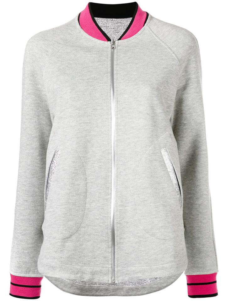 Sàpopa Contrast Hem Bomber Jacket, Women's, Size: Xs, Grey, Cotton/polyester