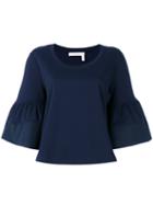 See By Chloé - Flared Blouse - Women - Cotton - 34, Women's, Blue, Cotton