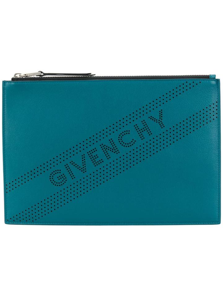 Givenchy Perforated Logo Clutch - Blue
