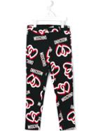 Moschino Kids Heart Logo Print Trousers, Girl's, Size: 12 Yrs, Black