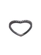 Eva Fehren 18kt White Gold Off-set Pave Diamond Baby Shield Ring -