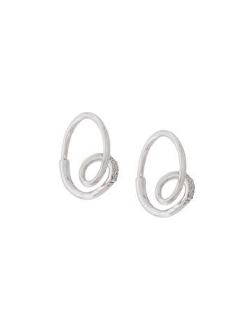 Maria Black 14kt White Gold Acrobat Diamond Hoop Earrings - Silver